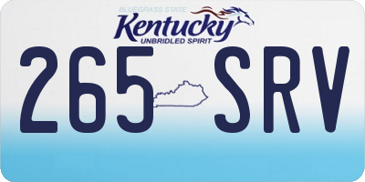 KY license plate 265SRV