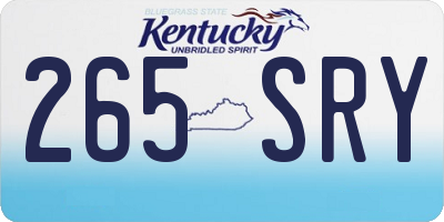 KY license plate 265SRY