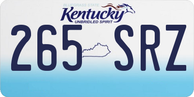 KY license plate 265SRZ