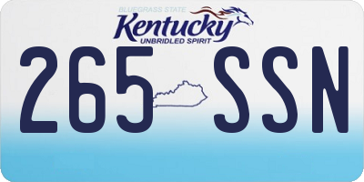 KY license plate 265SSN