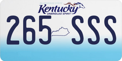 KY license plate 265SSS