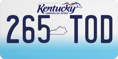 KY license plate 265TOD