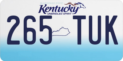 KY license plate 265TUK