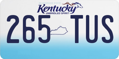 KY license plate 265TUS