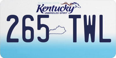 KY license plate 265TWL
