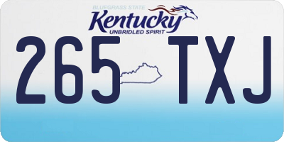 KY license plate 265TXJ
