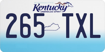 KY license plate 265TXL
