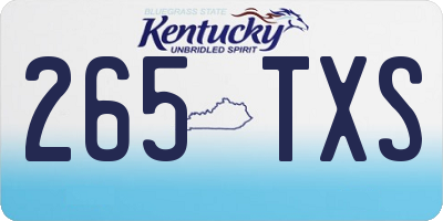 KY license plate 265TXS