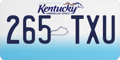 KY license plate 265TXU