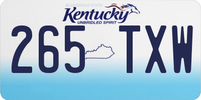 KY license plate 265TXW