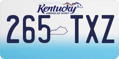 KY license plate 265TXZ