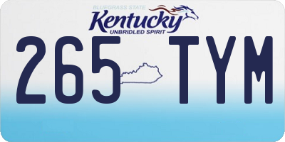 KY license plate 265TYM