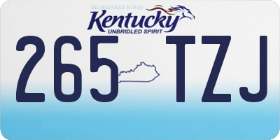 KY license plate 265TZJ