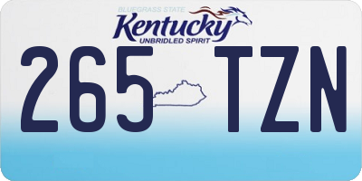 KY license plate 265TZN