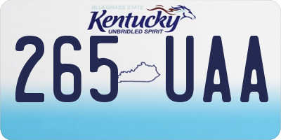 KY license plate 265UAA
