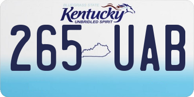 KY license plate 265UAB