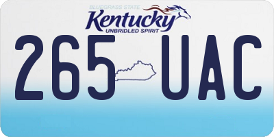 KY license plate 265UAC