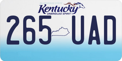 KY license plate 265UAD