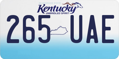 KY license plate 265UAE