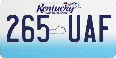 KY license plate 265UAF