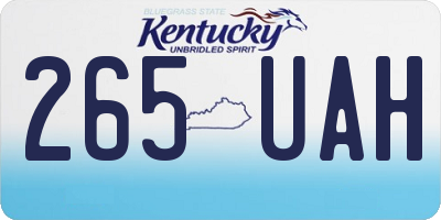 KY license plate 265UAH