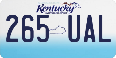 KY license plate 265UAL