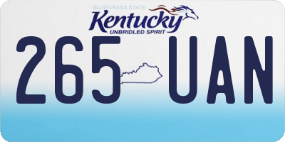 KY license plate 265UAN