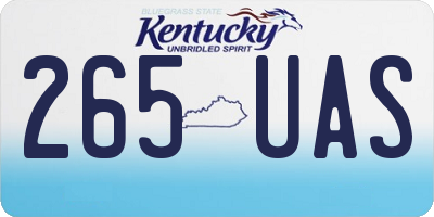 KY license plate 265UAS