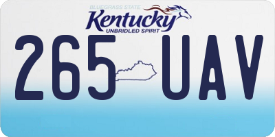 KY license plate 265UAV