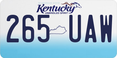 KY license plate 265UAW