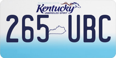 KY license plate 265UBC