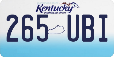 KY license plate 265UBI
