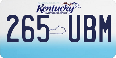 KY license plate 265UBM