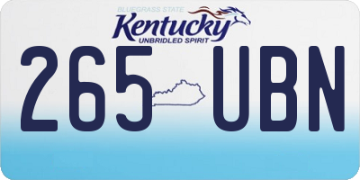 KY license plate 265UBN