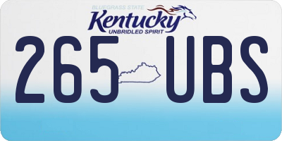 KY license plate 265UBS