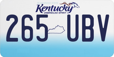 KY license plate 265UBV