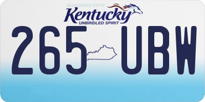KY license plate 265UBW