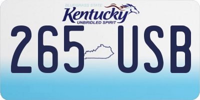 KY license plate 265USB