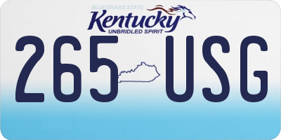 KY license plate 265USG