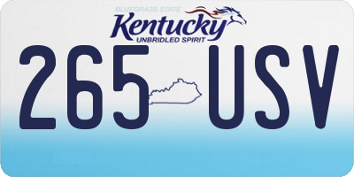 KY license plate 265USV