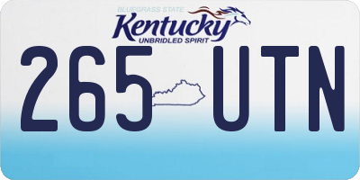 KY license plate 265UTN
