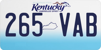 KY license plate 265VAB
