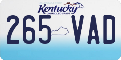 KY license plate 265VAD