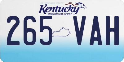 KY license plate 265VAH