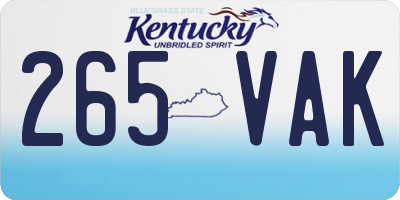 KY license plate 265VAK