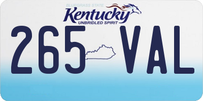 KY license plate 265VAL
