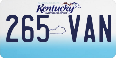 KY license plate 265VAN