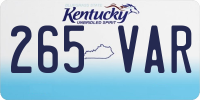 KY license plate 265VAR