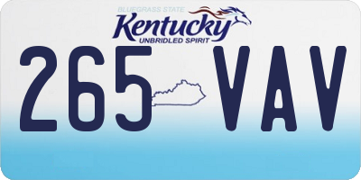 KY license plate 265VAV
