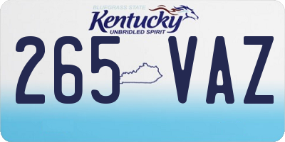 KY license plate 265VAZ
